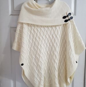 Calvin Klein Ivory Poncho Swing Cape Sweater sz XL